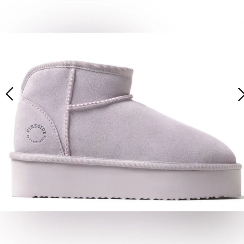 New! Fireside by Dearfoams Kingston Genuine Shearling Platform Bootie size 7